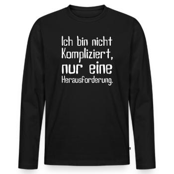 Pas compliqué – défi - T-shirt manches longues Premium bio Homme - noir - Devant - Nico (187cm)