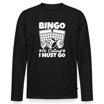 Bingo Player Bingo Is Calling Must Go Bingo - Männer Premium Bio Langarmshirt - Schwarz - Vorne - Nico (187cm)