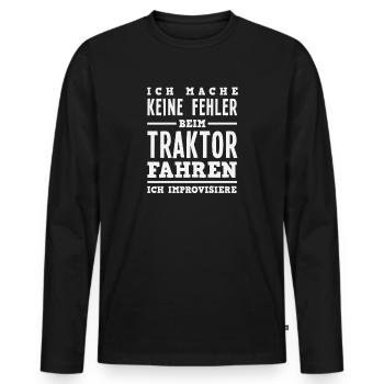 Funny Tractor Driver Gift - Men's Premium Organic Long Sleeve Shirt - black - Front - Nico (187cm)