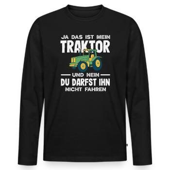 Ja das ist mein Traktor Du darfst nicht fahren - Männer Premium Bio Langarmshirt - Schwarz - Vorne - Nico (187cm)