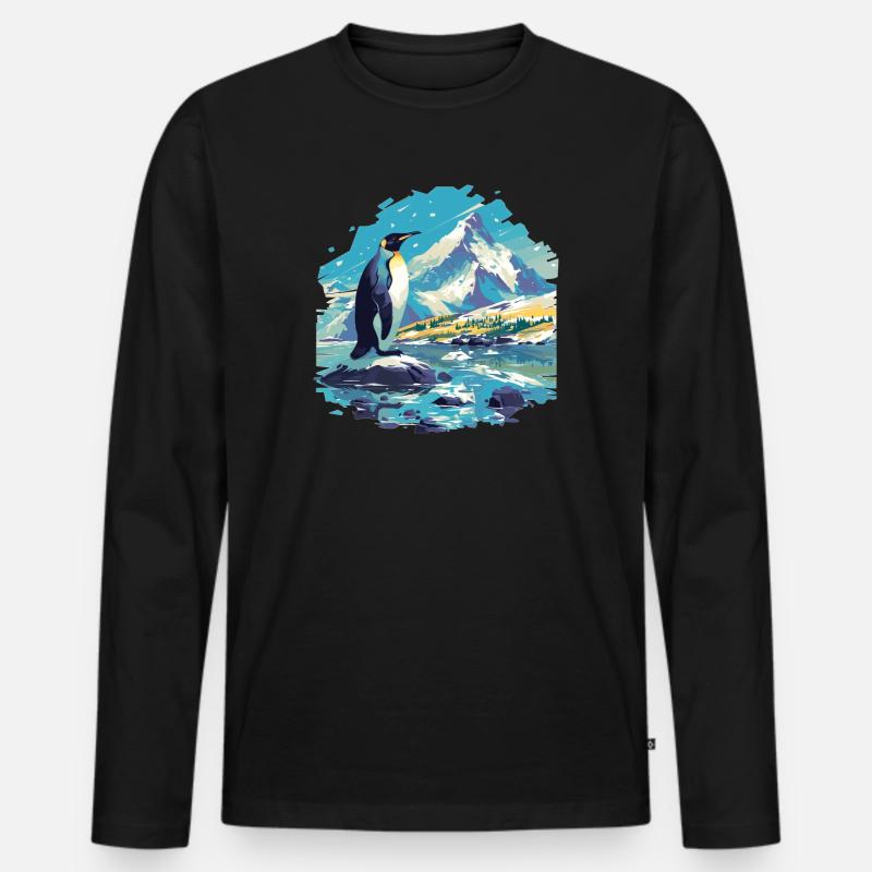 Pinguine Pinguin - Männer Premium Bio Langarmshirt - Schwarz