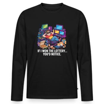 Funny If I Won The Lottery You’d Notice Yacht boat - Männer Premium Bio Langarmshirt - Schwarz - Vorne - Nico (187cm)