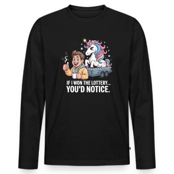 Funny If I Won The Lottery You’d Notice Yacht boat - Männer Premium Bio Langarmshirt - Schwarz - Vorne - Nico (187cm)
