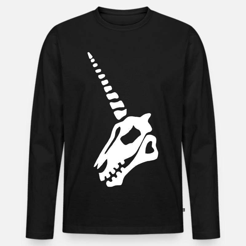 Weißer Einhorn Schädel - Männer Premium Bio Langarmshirt - Schwarz