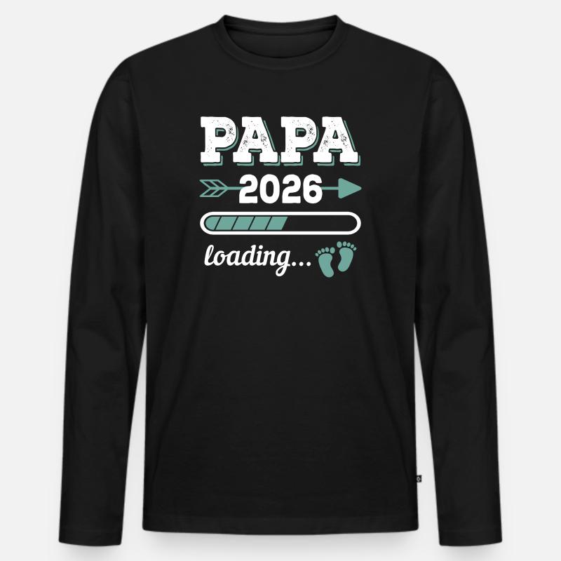 Papa 2026 Loading Werdender Vater Geschenkidee - Männer Premium Bio Langarmshirt - Schwarz