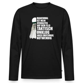 Comportement des joueurs de badminton - T-shirt manches longues Premium bio Homme - noir - Devant - Nico (187cm)