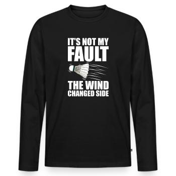 Pas de ma faute Joueur de badminton - T-shirt manches longues Premium bio Homme - noir - Devant - Nico (187cm)
