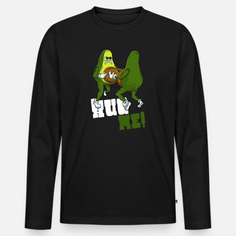 Avocado Umarmung - Männer Premium Bio Langarmshirt - Schwarz