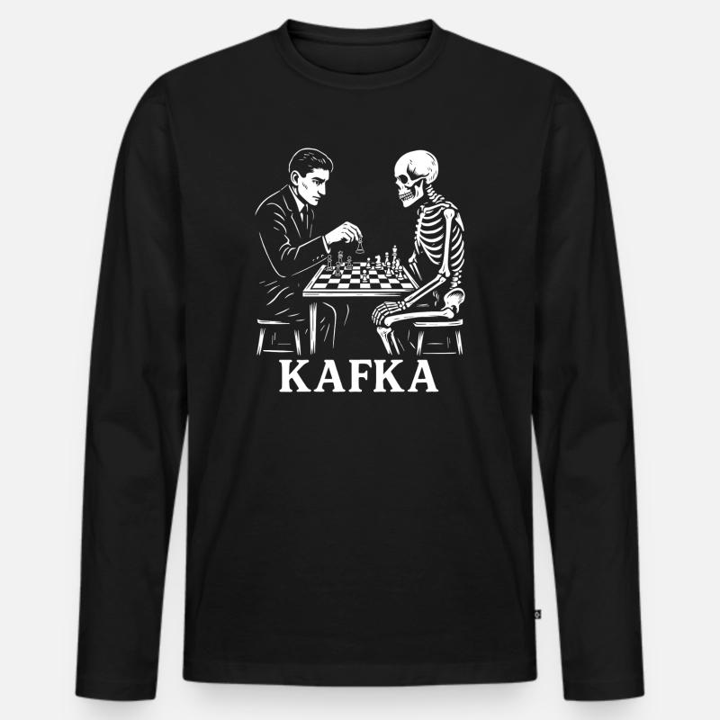 Kafka Skeleton Chess Duel - Männer Premium Bio Langarmshirt - Schwarz