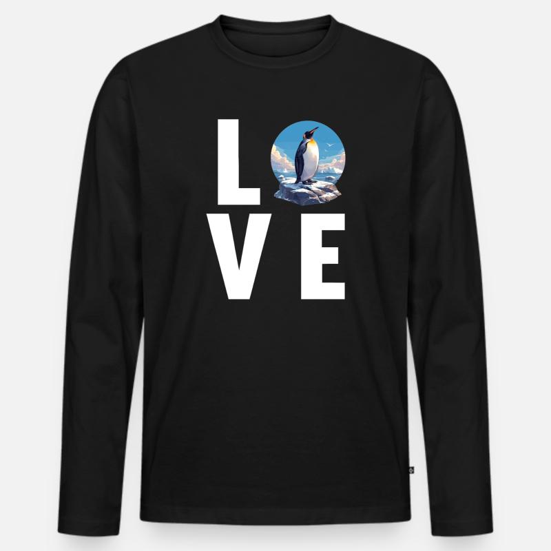 Pinguine Pinguin - Männer Premium Bio Langarmshirt - Schwarz