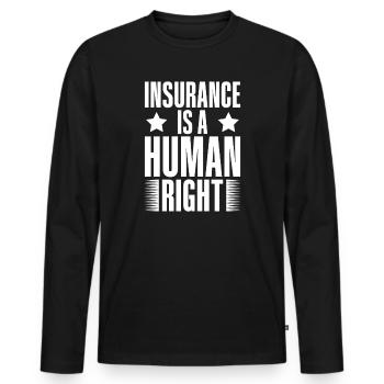 Costume d’agent d’assurance Droits de l’homme Medicare - T-shirt manches longues Premium bio Homme - noir - Devant - Nico (187cm)