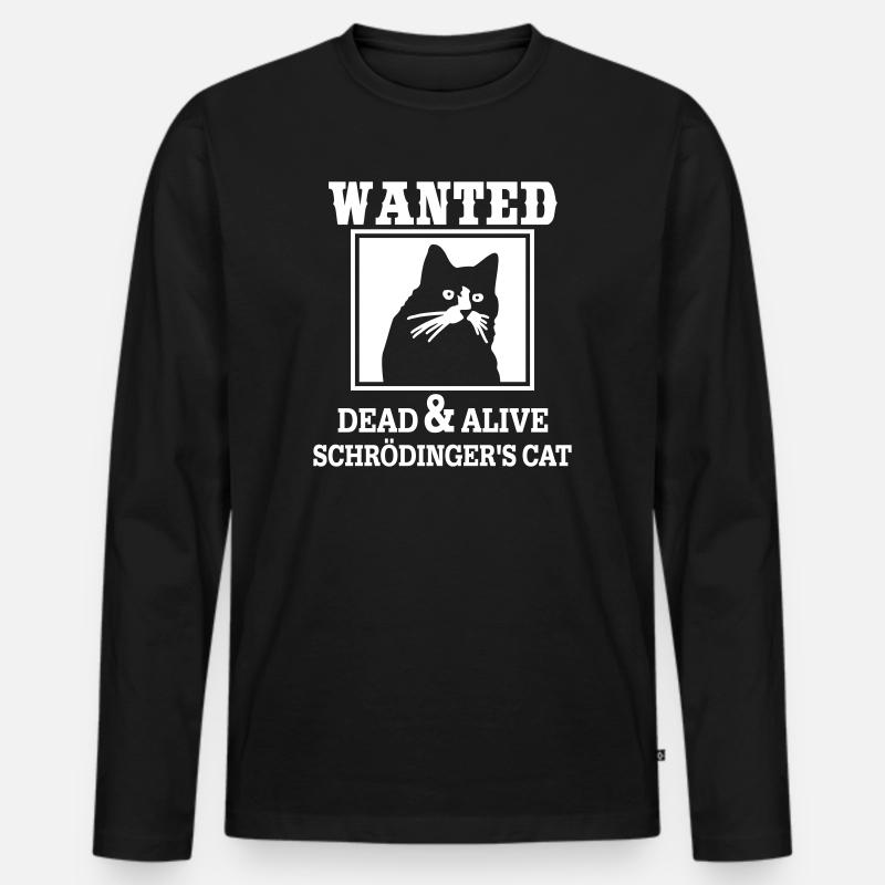Schrödingers Katze gesucht, Nerdiges Quantenphysik - Männer Premium Bio Langarmshirt - Schwarz