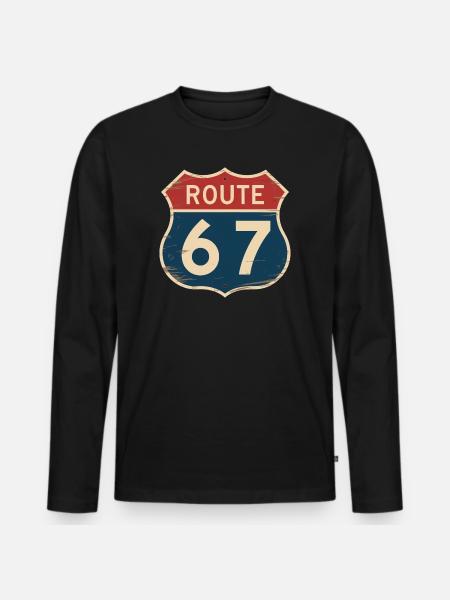 Route 67 Vintage Highway Sign Retro Road Trip - Men's Premium Organic Long Sleeve Shirt - black