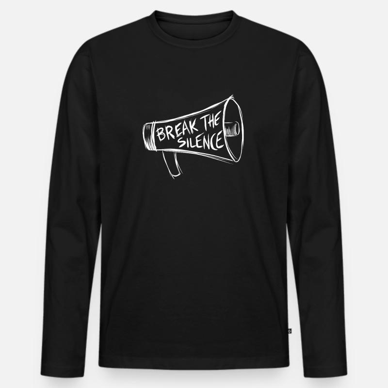 Break the Silence Megaphon Strichzeichnungen - Männer Premium Bio Langarmshirt - Schwarz