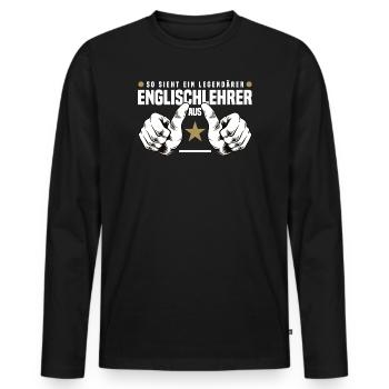 Professeur d’anglais - T-shirt manches longues Premium bio Homme - noir - Devant - Nico (187cm)