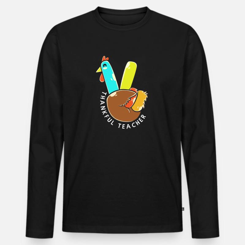 Thanksgiving Lehrerin Lehrer - Männer Premium Bio Langarmshirt - Schwarz