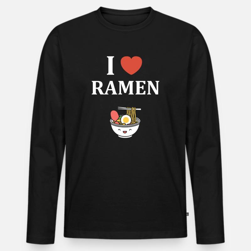 Ich mag Ramen - Männer Premium Bio Langarmshirt - Schwarz