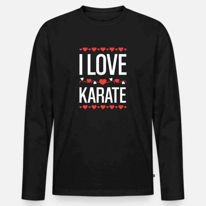 I Love Karate Herzdesign - Männer Premium Bio Langarmshirt - Schwarz