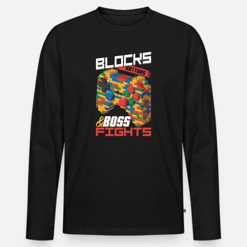Building Blocks Gamer Gaming Brick Builder - Männer Premium Bio Langarmshirt - Schwarz