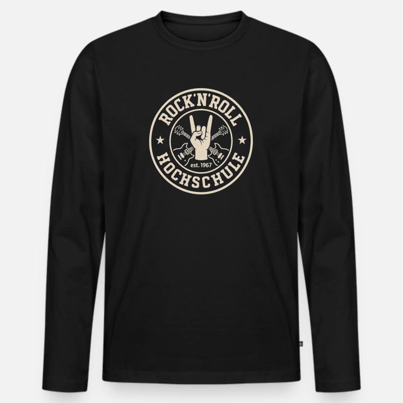 Rock 'n' Roll Hochschule Logo - Männer Premium Bio Langarmshirt - Schwarz
