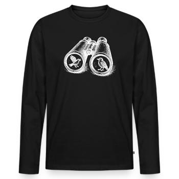 Observation des oiseaux Jumelles Croquis Vintage - T-shirt manches longues Premium bio Homme - noir - Devant - Nico (187cm)