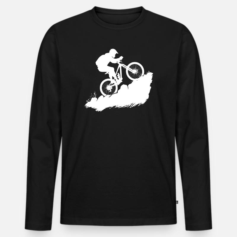 Energetisches Mountainbiken - Männer Premium Bio Langarmshirt - Schwarz