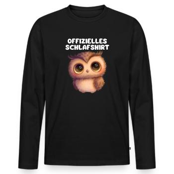 Kuschelige NachtEule Schlafshirt - Männer Premium Bio Langarmshirt - Schwarz - Vorne - Nico (187cm)