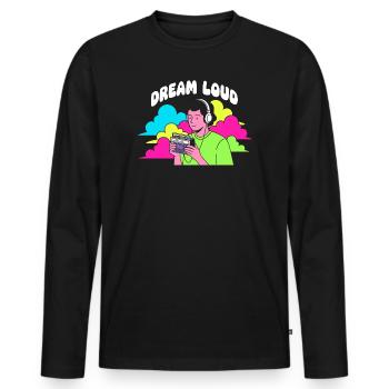 Dream Loud Neon Vibes - Men's Premium Organic Long Sleeve Shirt - black - Front - Nico (187cm)