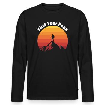 Trouvez votre voyage au sommet - T-shirt manches longues Premium bio Homme - noir - Devant - Nico (187cm)