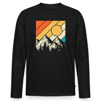 Hiking Hiker Mountaineer Gift - Men's Premium Organic Long Sleeve Shirt - black - Front - Nico (187cm)