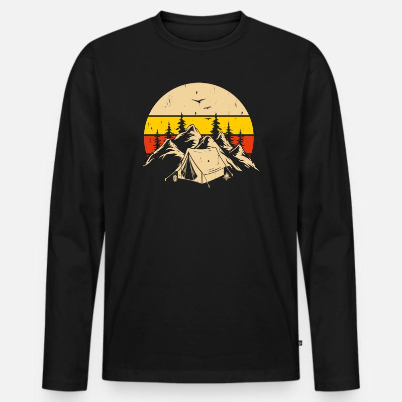 Wandern Wanderer Bergsteiger Geschenk - Männer Premium Bio Langarmshirt - Schwarz