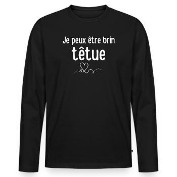 I Can Be Stubborn Heart Typo - Men's Premium Organic Long Sleeve Shirt - black - Front - Nico (187cm)