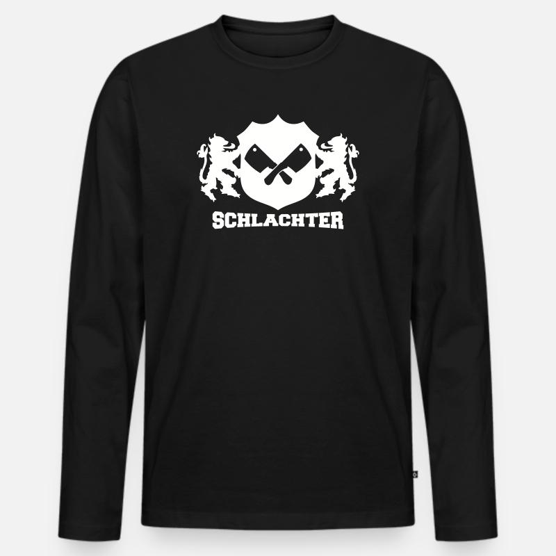 Schlachter Emblem  - Männer Premium Bio Langarmshirt - Schwarz