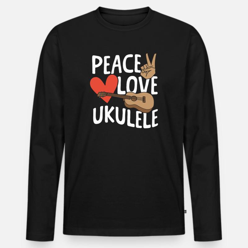 Peace Ukulele Instrument Uke - Männer Premium Bio Langarmshirt - Schwarz