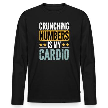 Crunching Numbers - Cardio Financial Humor - Men's Premium Organic Long Sleeve Shirt - black - Front - Nico (187cm)