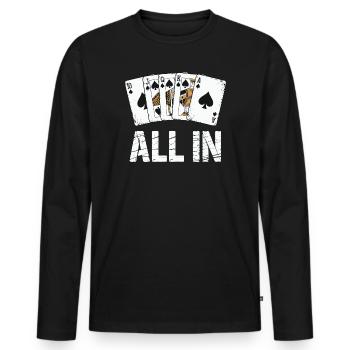 Poker Royal Flush - Conception ALL IN - T-shirt manches longues Premium bio Homme - noir - Devant - Nico (187cm)