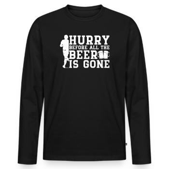 Marathon Dépêchez-vous avant que toute la bière ne coule - T-shirt manches longues Premium bio Homme - noir - Devant - Nico (187cm)