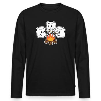 Kuschelige Marshmallows am Lagerfeuer - Männer Premium Bio Langarmshirt - Schwarz - Vorne - Nico (187cm)