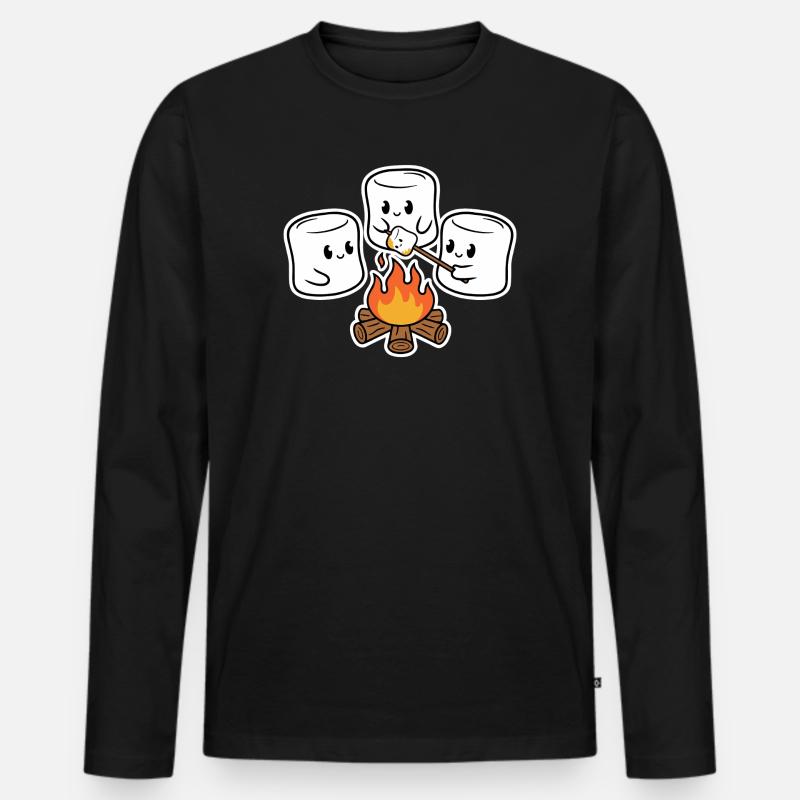 Kuschelige Marshmallows am Lagerfeuer - Männer Premium Bio Langarmshirt - Schwarz