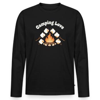 Lagerfeuer Liebe Marshmallows - Männer Premium Bio Langarmshirt - Schwarz - Vorne - Nico (187cm)