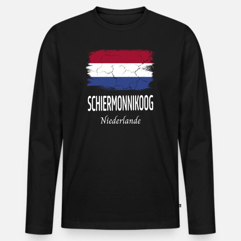 Schiermonnikoog - Männer Premium Bio Langarmshirt - Schwarz