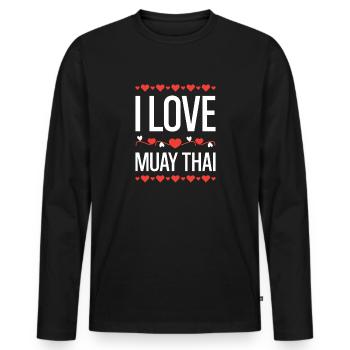 J’adore le Muay Thai - T-shirt manches longues Premium bio Homme - noir - Devant - Nico (187cm)