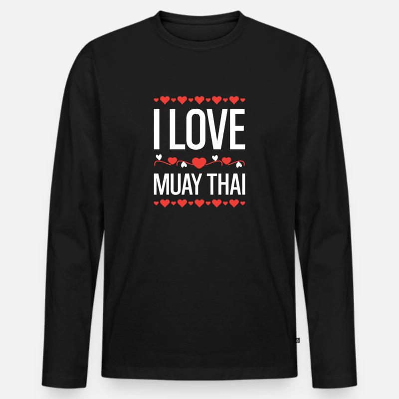 I Love Muay Thai - Männer Premium Bio Langarmshirt - Schwarz