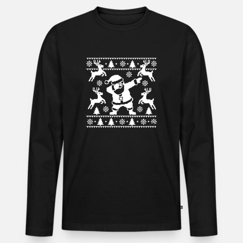 Dabbing Christmas Man XMas - Männer Premium Bio Langarmshirt - Schwarz