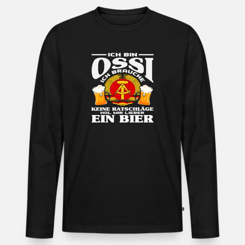 Bier Ostdeutschland Ossi Spruch DDR Stolz - Männer Premium Bio Langarmshirt - Schwarz