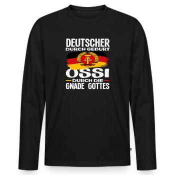 Grâce de Dieu Ossi disant l’orgueil de la RDA - T-shirt manches longues Premium bio Homme - noir - Devant - Nico (187cm)
