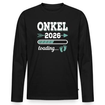 Oncle 2026 Chargement Oncle en attente Idée cadeau - T-shirt manches longues Premium bio Homme - noir - Devant - Nico (187cm)