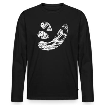 Japanischer Text 'シ' (shi) Muster - Männer Premium Bio Langarmshirt - Schwarz - Vorne - Nico (187cm)