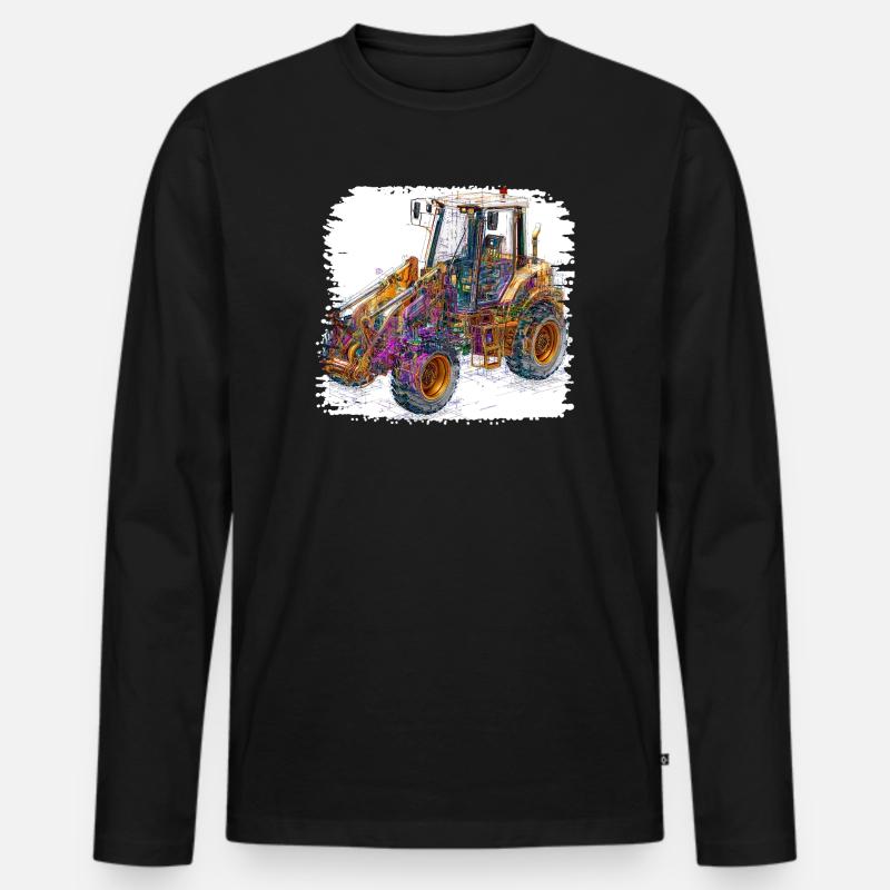 Neonlinien Konstruktionsbagger - Männer Premium Bio Langarmshirt - Schwarz
