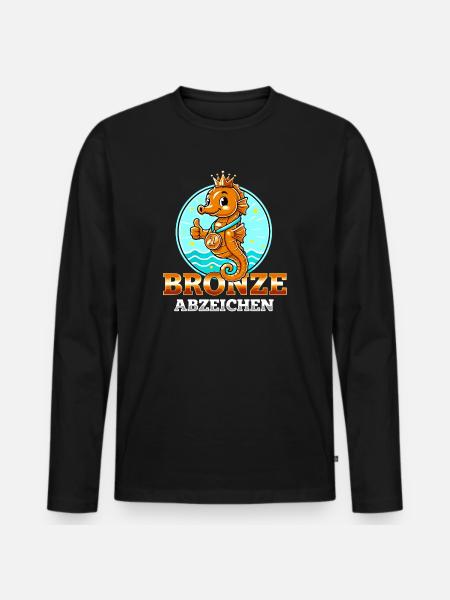 Seepferdchen Bronze Abzeichen Schwimmkurs  - Männer Premium Bio Langarmshirt - Schwarz
